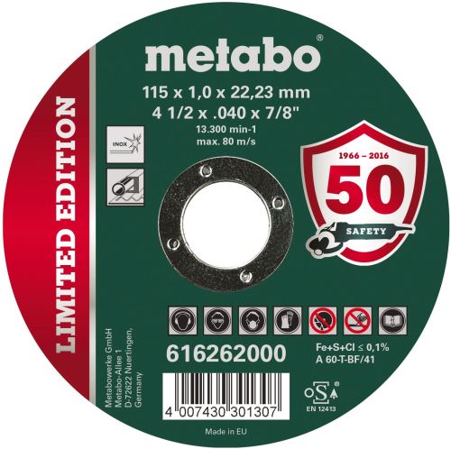 METABO Disco de corte Inox 115x1,0x22,23 616262000