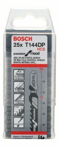 BOSCH Hoja de sierra para sierra de sable T 144 DP Precisión para Madera (25 uds) 2608633A39