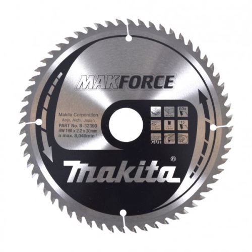 MAKITA Hoja de sierra para madera 190mm 60T B-32390