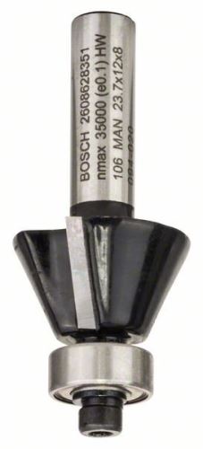 BOSCH Fresa para facetas/cantos 8 mm, D1 23,7 mm, B 5,5 mm, L 12 mm, G 54 mm, 25° 2608628351