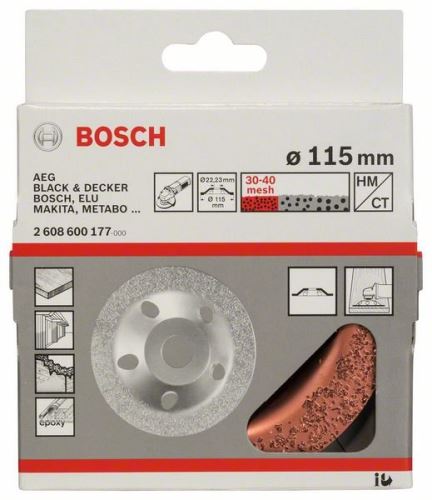 BOSCH Muela de carburo 115 x 22,23 mm; fino, plano 2608600177