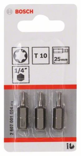 BOSCH Punta de destornillador extra dura Extra-Hart T10, 25 mm (3 uds) 2607001604