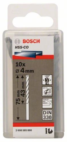 BOSCH Brocas para metal HSS-Co, DIN 338 4 x 43 x 75 mm (10 uds) 2608585880