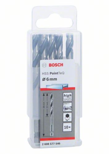 BOSCH Broca para metal HSS PointTeQ HEX con vástago de 6 puntas; 6,0mm 2608577546