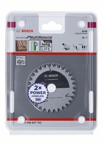 BOSCH Hoja de sierra para sierras inalámbricas; Estándar para varios materiales 85x15x1,5/1,0x30T 2608837752