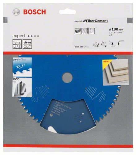 BOSCH Hoja de sierra Expert para fibrocemento 190 x 20 x 2,2 mm, 4 2608644124