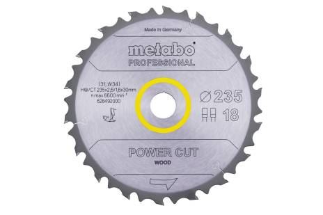 METABO Hoja de sierra "power cut wood - professional", 235 x 30 mm, 18 dientes, FZ/FA 10° 628492000