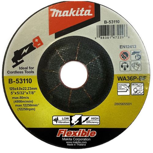 Disco de lijado flexible MAKITA 125x4x22,23 mm B-53110