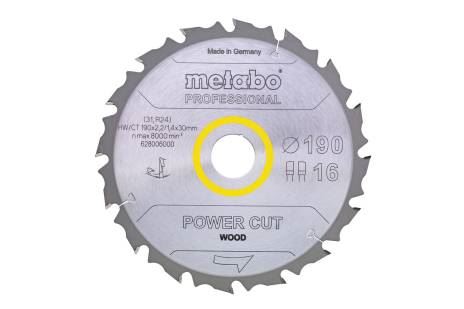 METABO Hoja de sierra de metal duro (para KS 66, KSE 68 Plus) 190 x 30 mm, 16 dientes 628006000