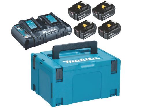 MAKITA Li-ion LXT 18V set 4 piezas BL1860B+1 pieza Cargador doble DC18RD+1 pieza Makpac 198091-4