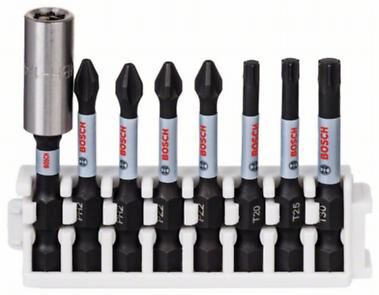 BOSCH Juego de puntas para tornillos Impact Control, 8 piezas, 2×PH2;2×PZ2;1×T20;1×T25;1×T30 2608522326