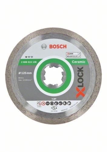 BOSCH X-LOCK Disco de corte Diamante Estándar para sistema Cerámico 125 x 22,23 x 1,6 x 7 mm 2608615138