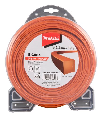 Cuerda MAKITA nylon Plus 2,4 mm, 69m, naranja, cuadrada E-02814