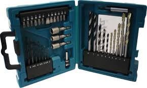 Juego de brocas MAKITA y accesorios 34 piezas en estuche de plástico D-36980