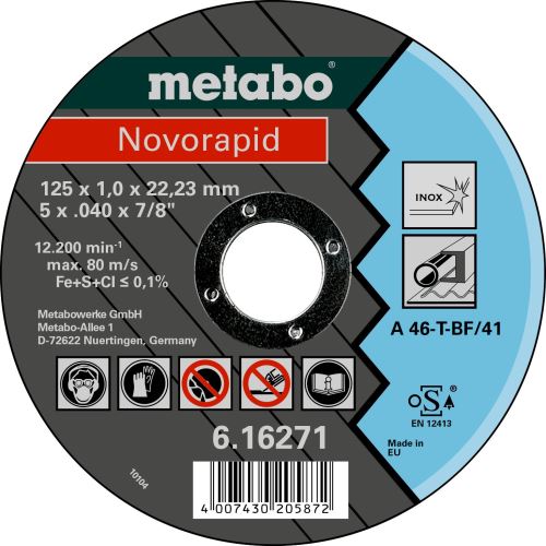 METABO Disco de corte Novorapid Inox 125x1,0x22,23 616271000