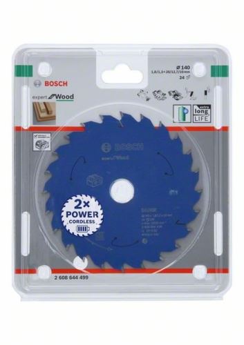 BOSCH Hoja de sierra para sierras inalámbricas; Experto en Madera 140x20x1,8/1,3x24T 2608644499