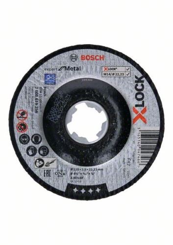 BOSCH X-LOCK Disco de corte roto Expert para Metal system 115×2.5×22.23 A 30 S BF, 115 mm, 2.5 mm 2608619256