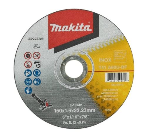 Disco de corte MAKITA acero inoxidable 150x1,6x22,23 E-13742