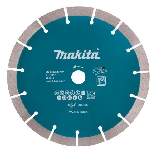 Disco de corte de hormigón diamantado MAKITA 230x2,4x22,23 mm para máquinas a batería E-02967