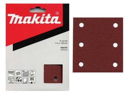 Papel de lija MAKITA 102x114 mm 6 agujeros K320, 10 piezas P-33168