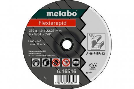 METABO Muela abrasiva Flexiarapid 125 x 1,0 x 22,23 mm, ALUMINIO, TF 41 - 616513000 616513000