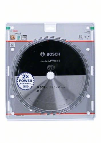 BOSCH Hoja de sierra para sierras inalámbricas; Estándar para Madera 305x30x2.2/1.6x40T 2608837741