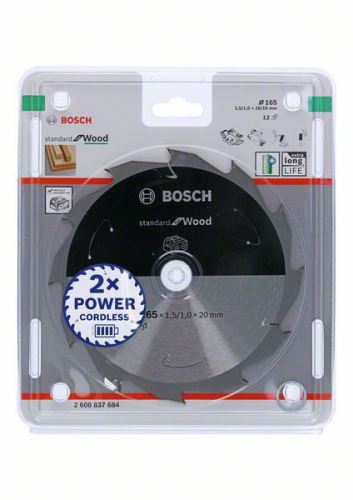 BOSCH Hoja de sierra para sierras inalámbricas; Estándar para Madera 165x20/16x1.5/1.0x12T 2608837684