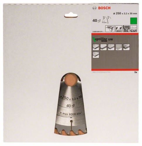 BOSCH Hoja de sierra Optiline Madera 250 x 30 x 3,2 mm, 40 2608640670