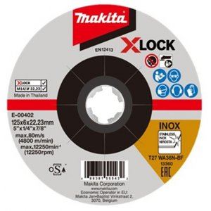 Muela abrasiva de acero inoxidable MAKITA X-Lock 125x6x22,23 mm E-00402