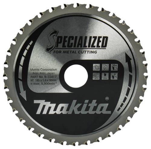 Hoja de sierra MAKITA acero SPECIALIZED 185x1,9x30 mm 36 dientes B-33417