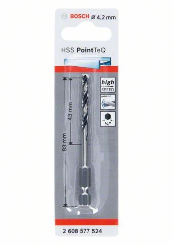 BOSCH Broca para metal HSS PointTeQ HEX con vástago de 6 puntas; 4,2 mm (5 unidades) 2608577524