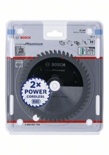 BOSCH Hoja de sierra para sierras inalámbricas; Estándar para Aluminio 140x20x1.6/1.1x50T 2608837755