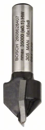 BOSCH Fresa para ranurar en forma de V 8 mm, D1 16 mm, L 16 mm, G 45 mm, 90° 2608628407