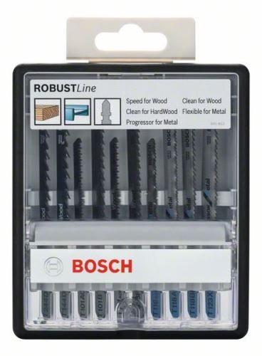 BOSCH Juego de 10 piezas de hojas de sierra para sierras de sable, líneas robustas para madera y metal, con mango en T, Robust Line Wood and Metal T 244 D; T 144 D; T 101 AO; T 101 B; T 101 AOF; T 101 BF; T 118 EOF; T 118AF; T 118 BF; T 123 X 2607010542