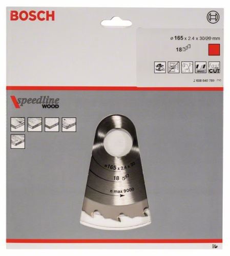 BOSCH Hoja de sierra Speedline Madera 165 x 30 x 2,2 mm, 18 2608640789