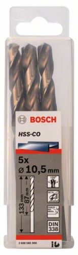 BOSCH Brocas para metal HSS-Co, DIN 338 10,5 x 87 x 133 mm (5 uds) 2608585900