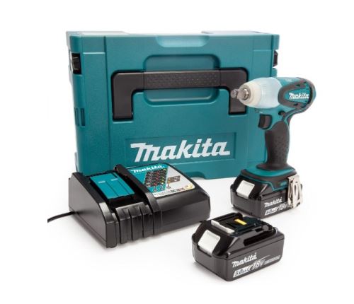 Makita Atornillador de impacto inalámbrico 1/2" Li-ion LXT 18V/5.0Ah, Makpac DTW251RTJ