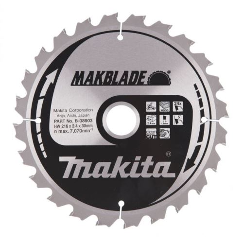 Hoja de sierra para madera MAKITA MAKBLADE 216x2,4x30 mm 24 dientes B-32714