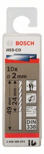 BOSCH Brocas para metal HSS-Co, DIN 338 2 x 24 x 49 mm (10 uds) 2608585874