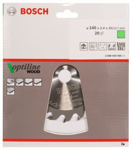 BOSCH Hoja de sierra Optiline Wood 140 x 20/12,7 x 2,4 mm, 20 2608640586