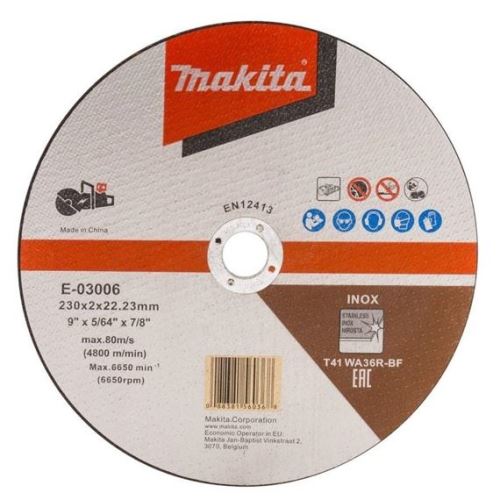 Disco de corte MAKITA acero inoxidable 230x2,0x22,23 mm E-03006