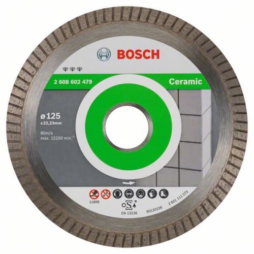 BOSCH Disco de corte de diamante Best for Ceramic Extra-Clean Turbo 125 x 22,23 x 1,4 x 7 mm 2608602479