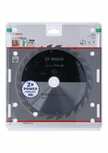 BOSCH Hoja de sierra para sierras inalámbricas; Estándar para Madera 216x30x1.7/1.2x24T 2608837724