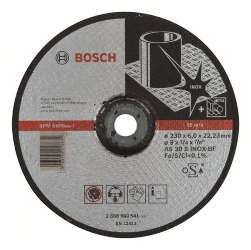 BOSCH Disco de desbaste perfilado Expert para Inox AS 30 S INOX BF, 230 mm, 6,0 mm 2608600541