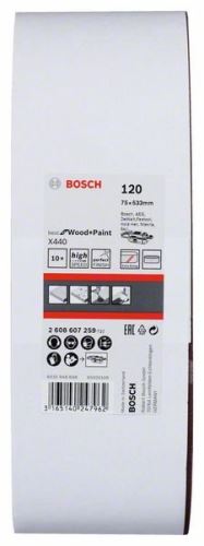 BOSCH Juego de bandas de lija de 10 piezas X440 75 x 533 mm, 120 2608607259