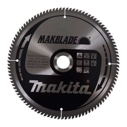 Hoja de sierra para madera MAKITA MAKBLADE 260x2,3x30 mm 100 dientes B-32873