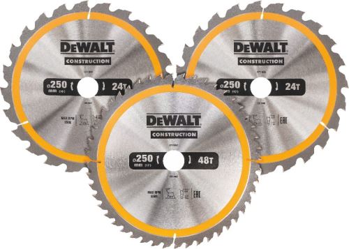 Juego de hojas de sierra DeWALT CONSTRUCTION, 250 x 30 mm (3 piezas) DT1963