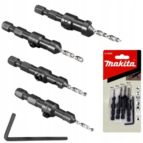 Juego de brocas avellanadoras MAKITA 1/4'' 4 piezas D-73455