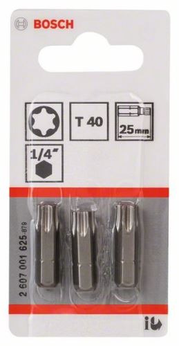 BOSCH Punta de destornillador extra dura Extra-Hart T40, 25 mm (3 uds) 2607001625