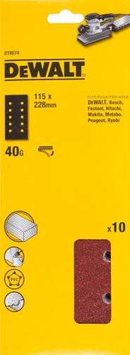 Papel de lija DeWALT 228 x 115 mm, P60, velcro (10 uds) DT8550